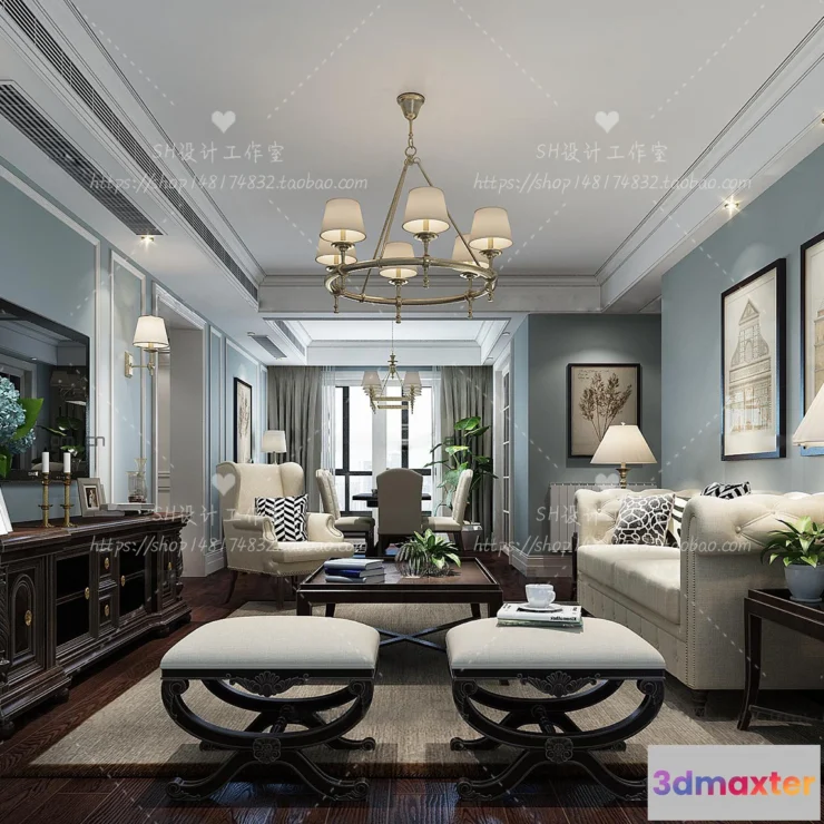 1118522 - LIVING ROOM 3D SCENES - VRAY RENDER - 630
