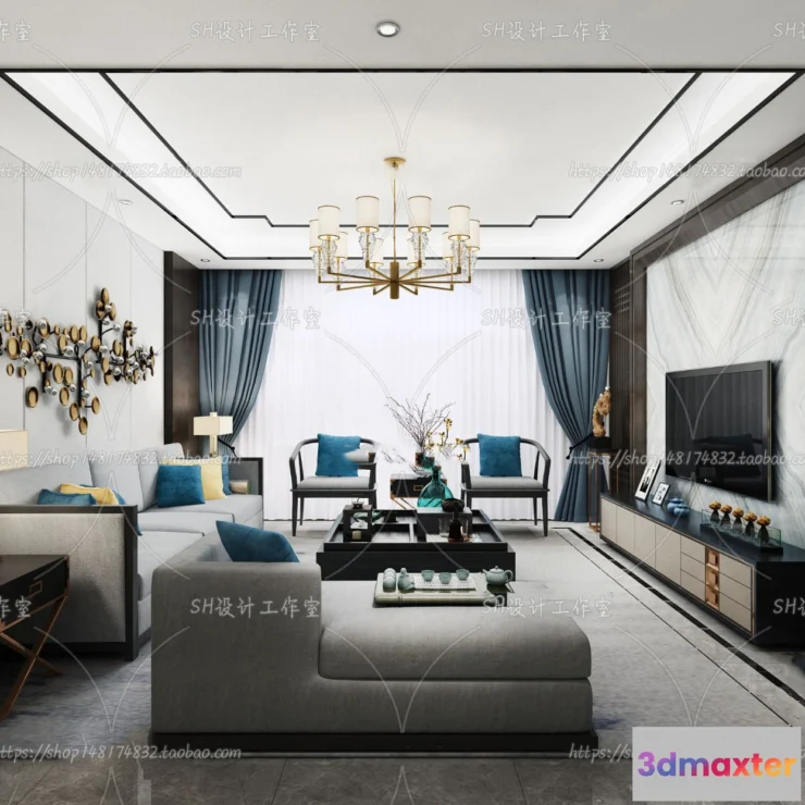 1118666 - LIVING ROOM 3D SCENES - VRAY RENDER - 702