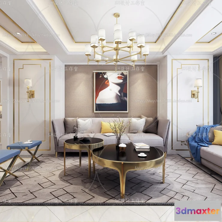 1118756 - LIVING ROOM 3D SCENES - VRAY RENDER - 747