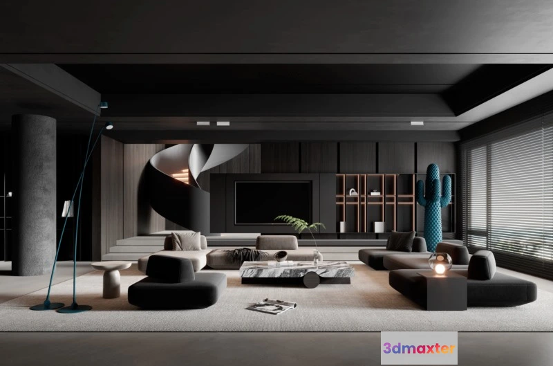 1164470 - LIVING ROOM - MODERN STYLE - 3D SCENE - 148