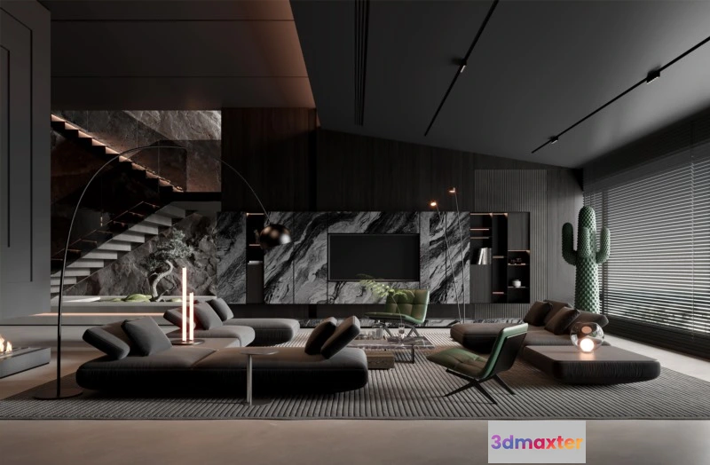 1164500 - LIVING ROOM - MODERN STYLE - 3D SCENE - 163
