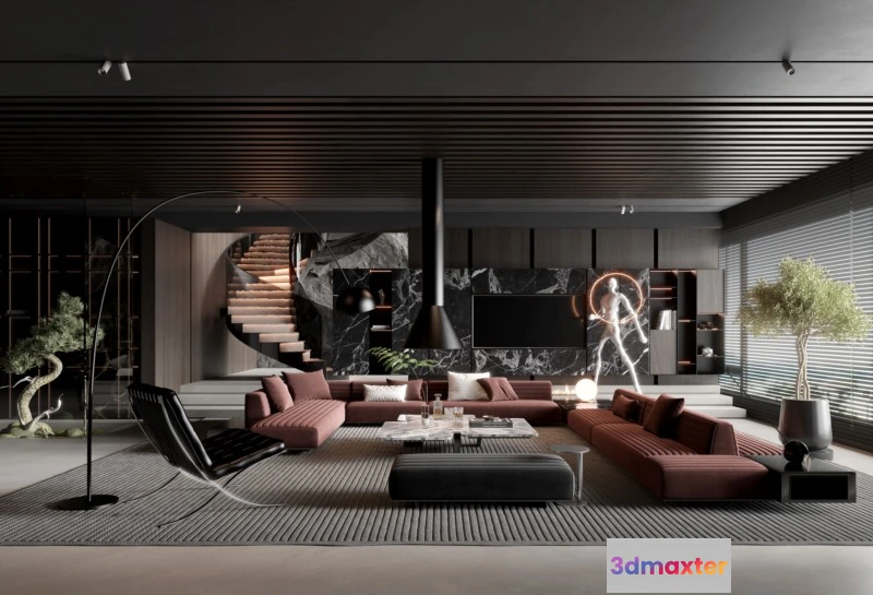1223792 - LIVING ROOM - MODERN STYLE - 3D SCENE - 149