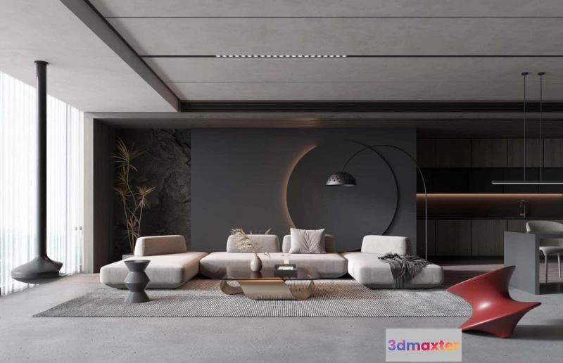 1223800 - LIVING ROOM - MODERN STYLE - 3D SCENE - 153