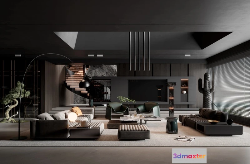 1223826 - LIVING ROOM - MODERN STYLE - 3D SCENE - 166