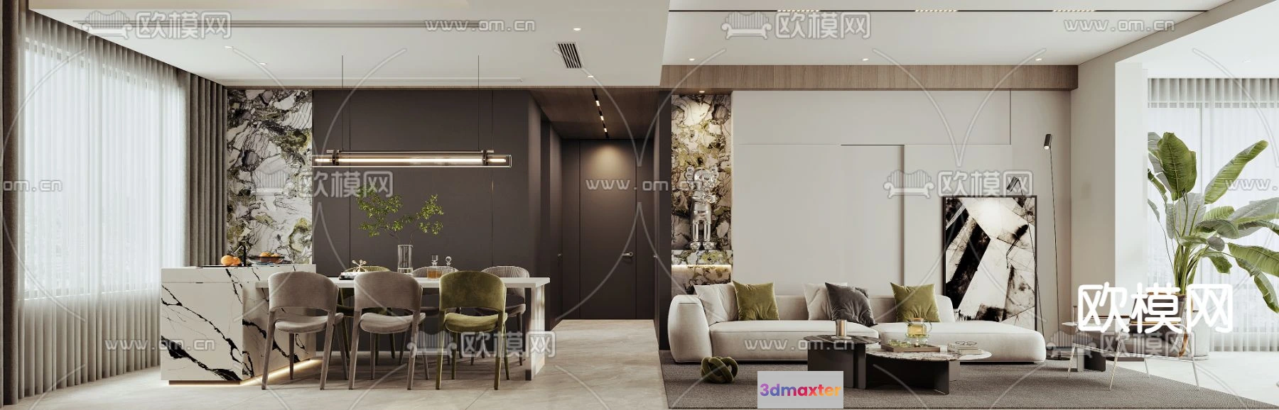 1241388 - LIVING ROOM - MODERN STYLE - VRAY  CORONA - 3D MODEL - 1818