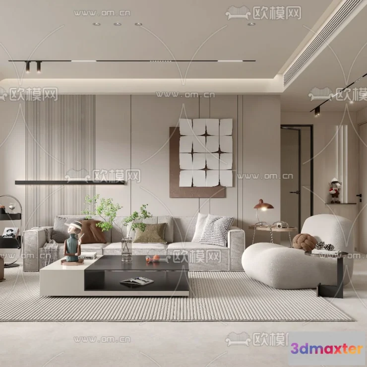 1241448 - LIVING ROOM - MODERN STYLE - VRAY  CORONA - 3D MODEL - 1848