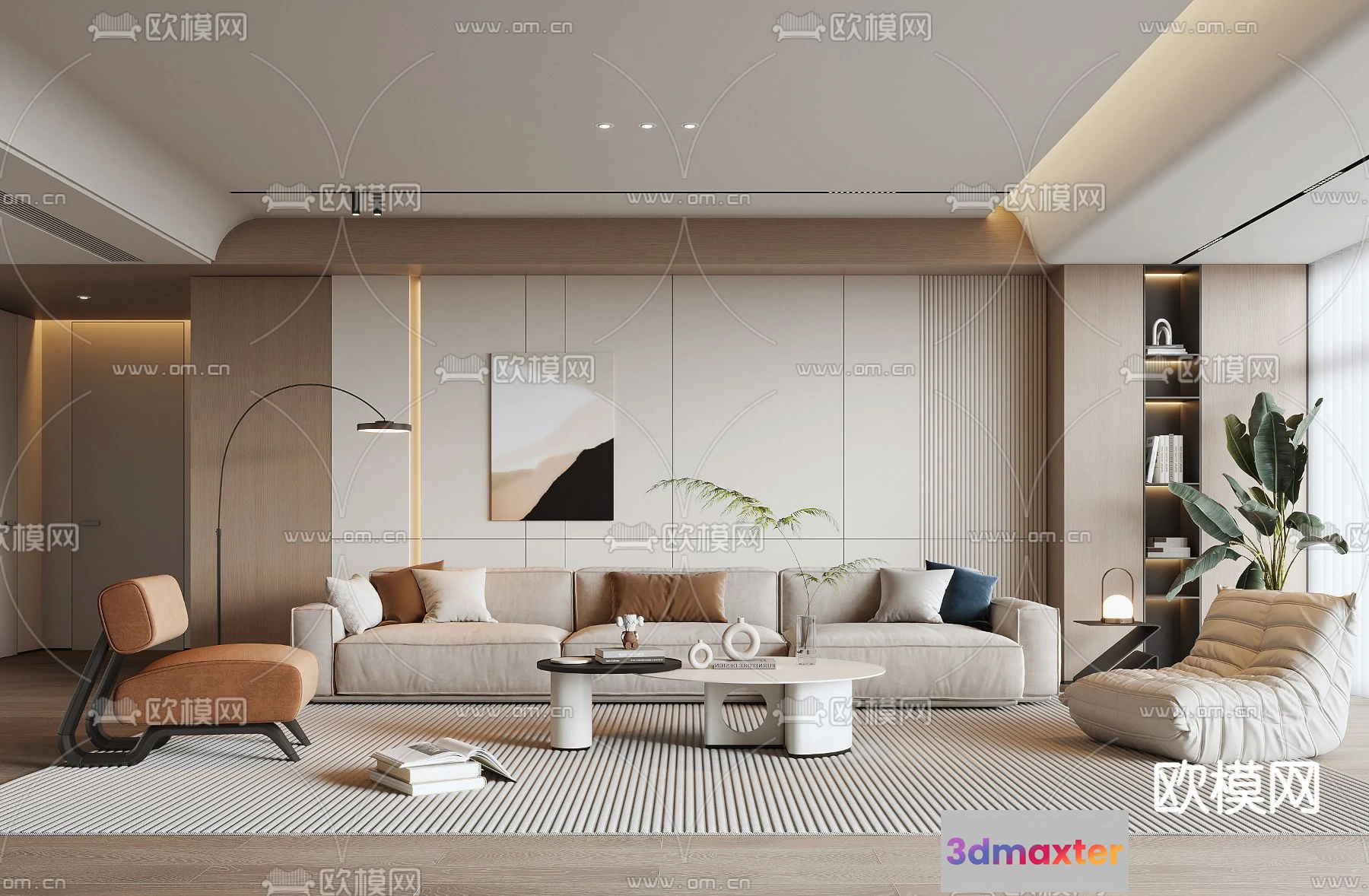 1241550 - LIVING ROOM - MODERN STYLE - VRAY CORONA - 3D MODEL - 1899
