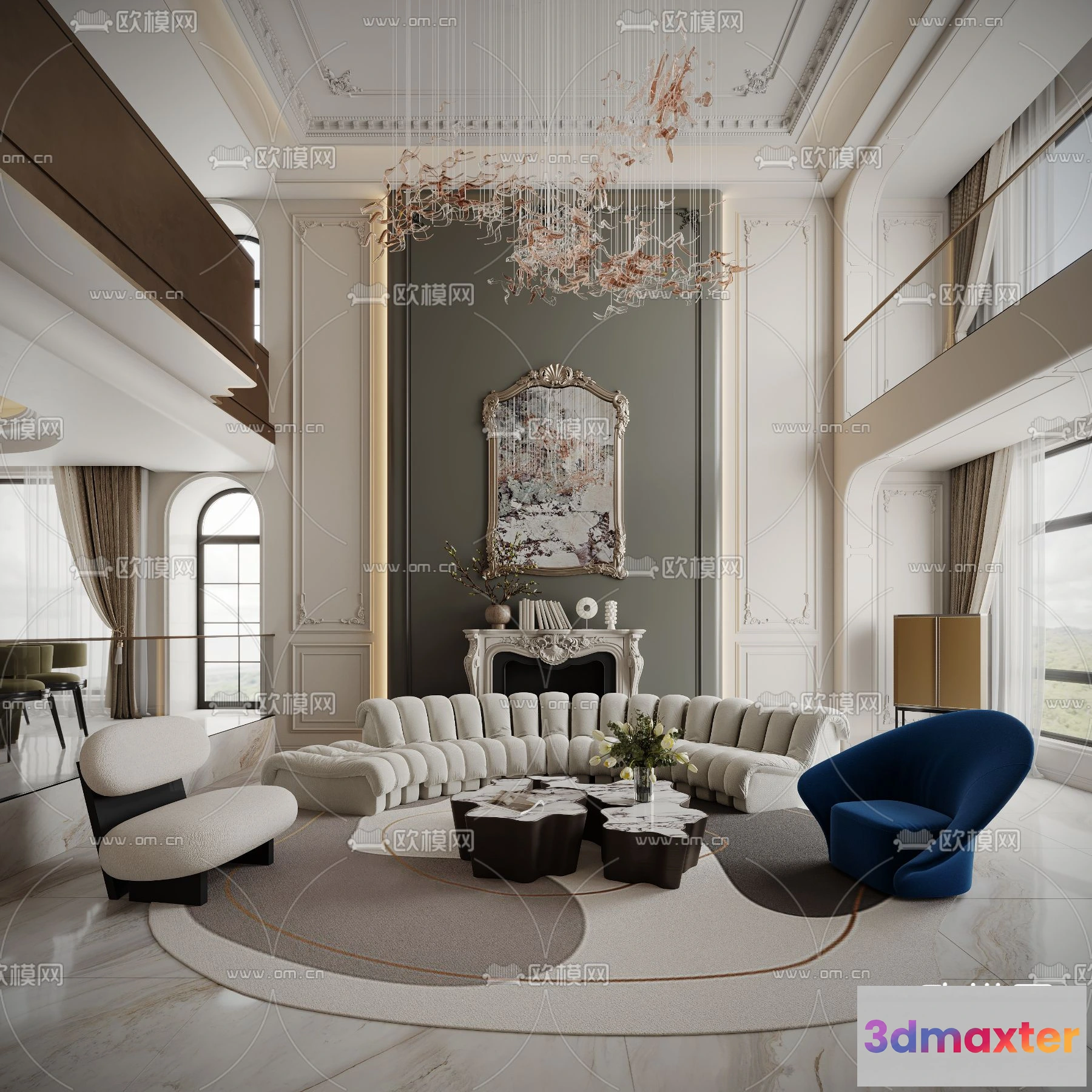 1241644 - LIVING ROOM - MODERN STYLE - CORONA - 3D MODEL - 1946