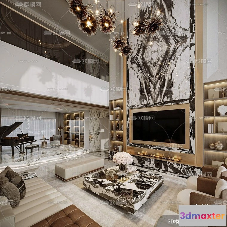 1241684 - LIVING ROOM - MODERN STYLE - VRAY  CORONA - 3D MODEL - 1966