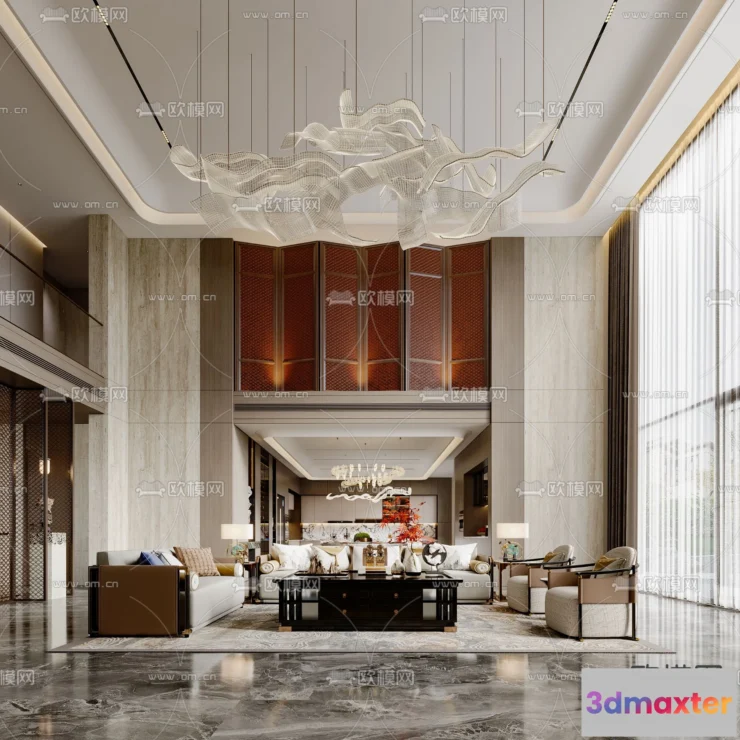 1241776 - LIVING ROOM - MODERN STYLE - CORONA - 3D MODEL - 2012