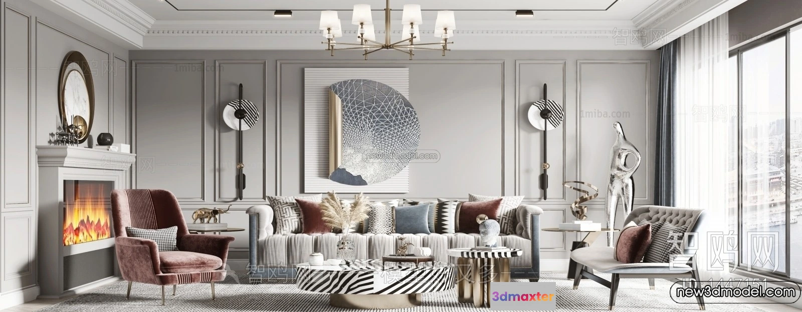 1361818 - Living Room - 3D Interior Scene - Italian Style - 015 3D Max