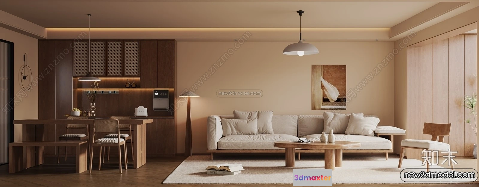 1362458 - Living Room 3D Interior Scene Model - Wabi Sabi Style - 229 3D Max