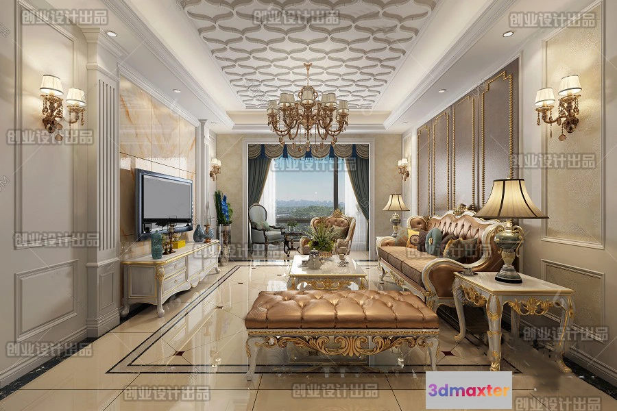 1362868 - Living Room 3D Interior Scene - European Style - 013 3D Max