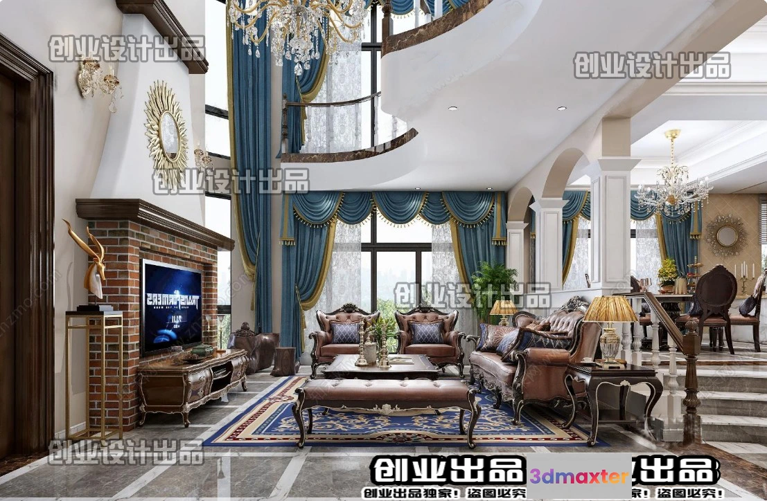 1363388 - Living Room 3D Interior Scene - European Style - 021 3D Max