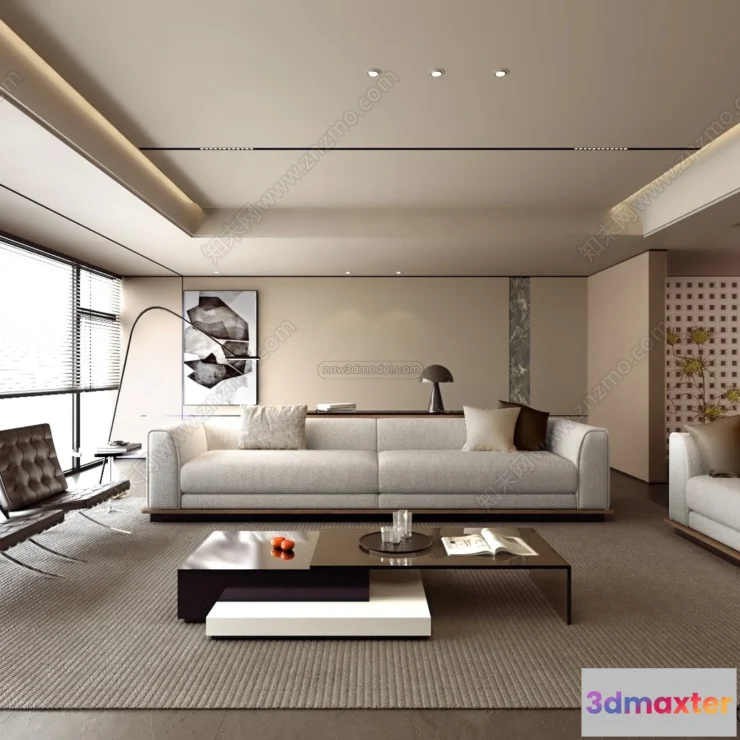1363586 - Living Room 3D Interior Scene Model - Wabi Sabi Style - 246 3D Max