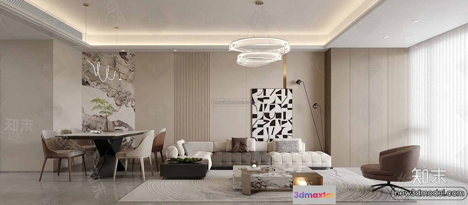 1363978 - Living Room - 3D Interior Scene - Italian Style - 047 3D Max