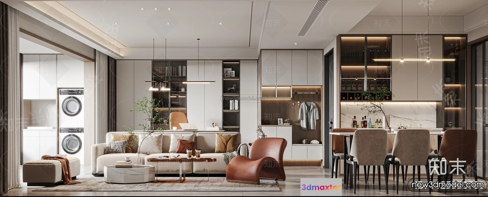 1364378 - Living Room - 3D Interior Scene - Italian Style - 053 3D Max