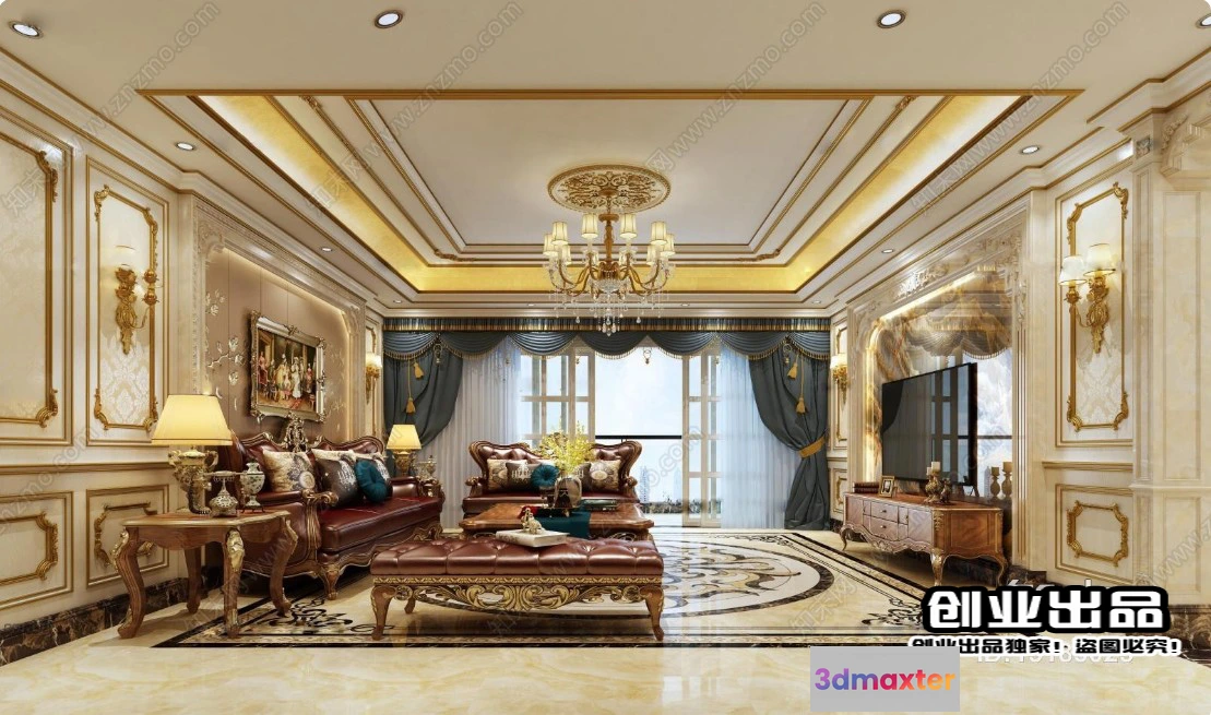 1364478 - Living Room 3D Interior Scene - European Style - 037 3D Max