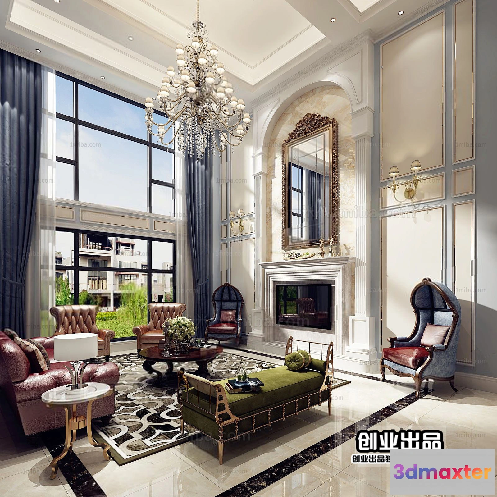 1364612 - Living Room 3D Interior Scene - European Style - 039 3D Max