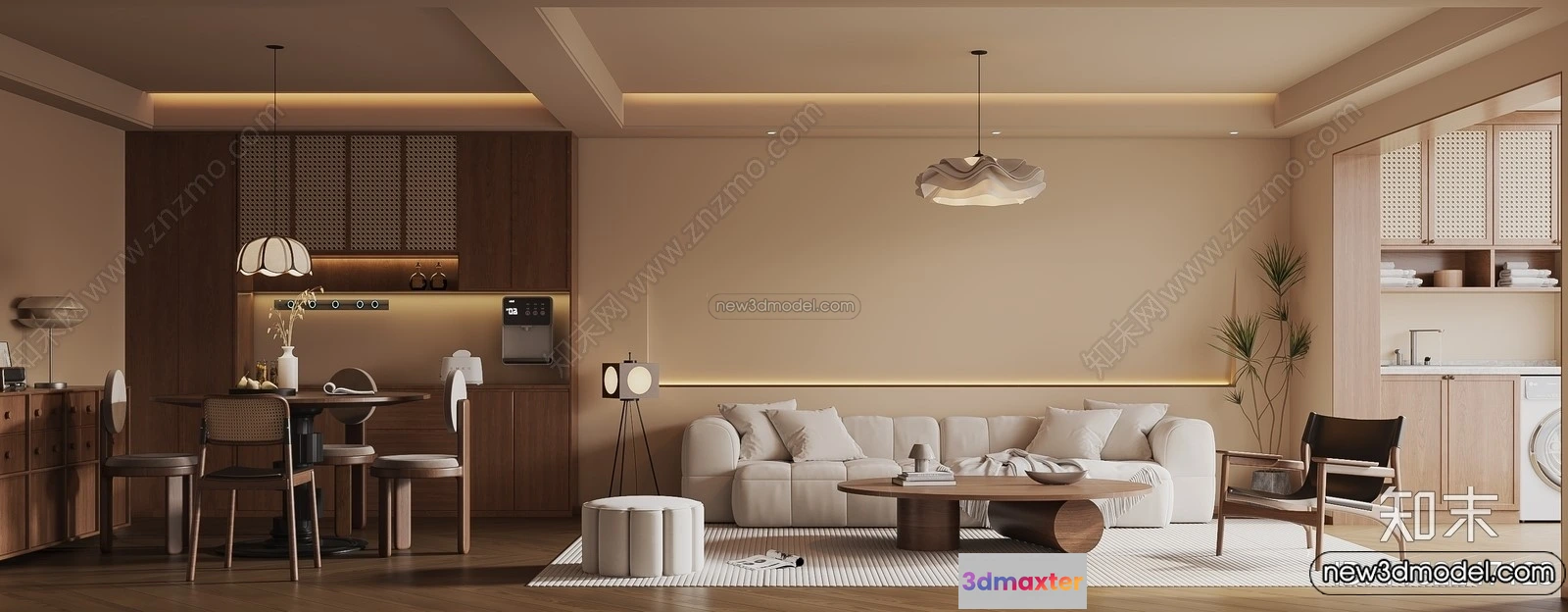 1365014 - Living Room 3D Interior Scene Model - Wabi Sabi Style - 267 3D Max