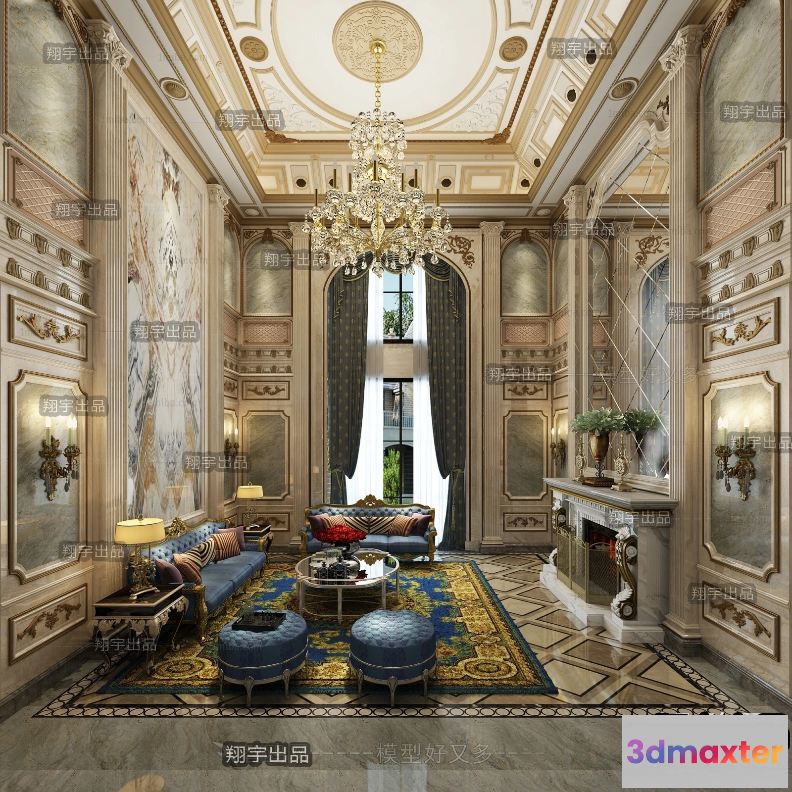 1365614 - Living Room 3D Interior Scene - European Style - 054 3D Max