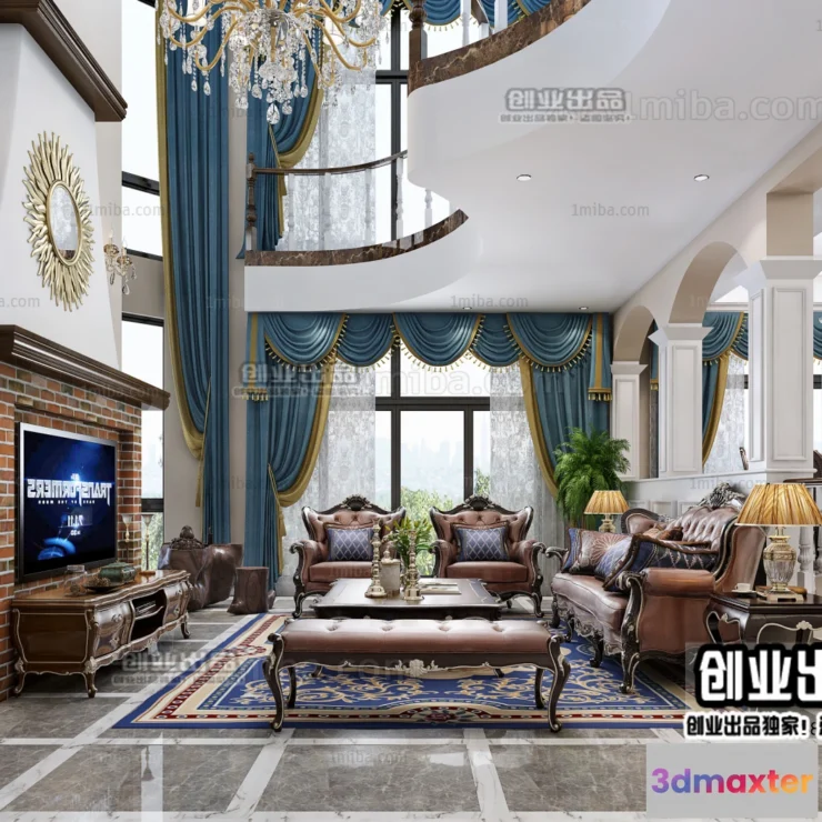 1365953 - Living Room 3D Interior Scene - European Style - 059 3D Max