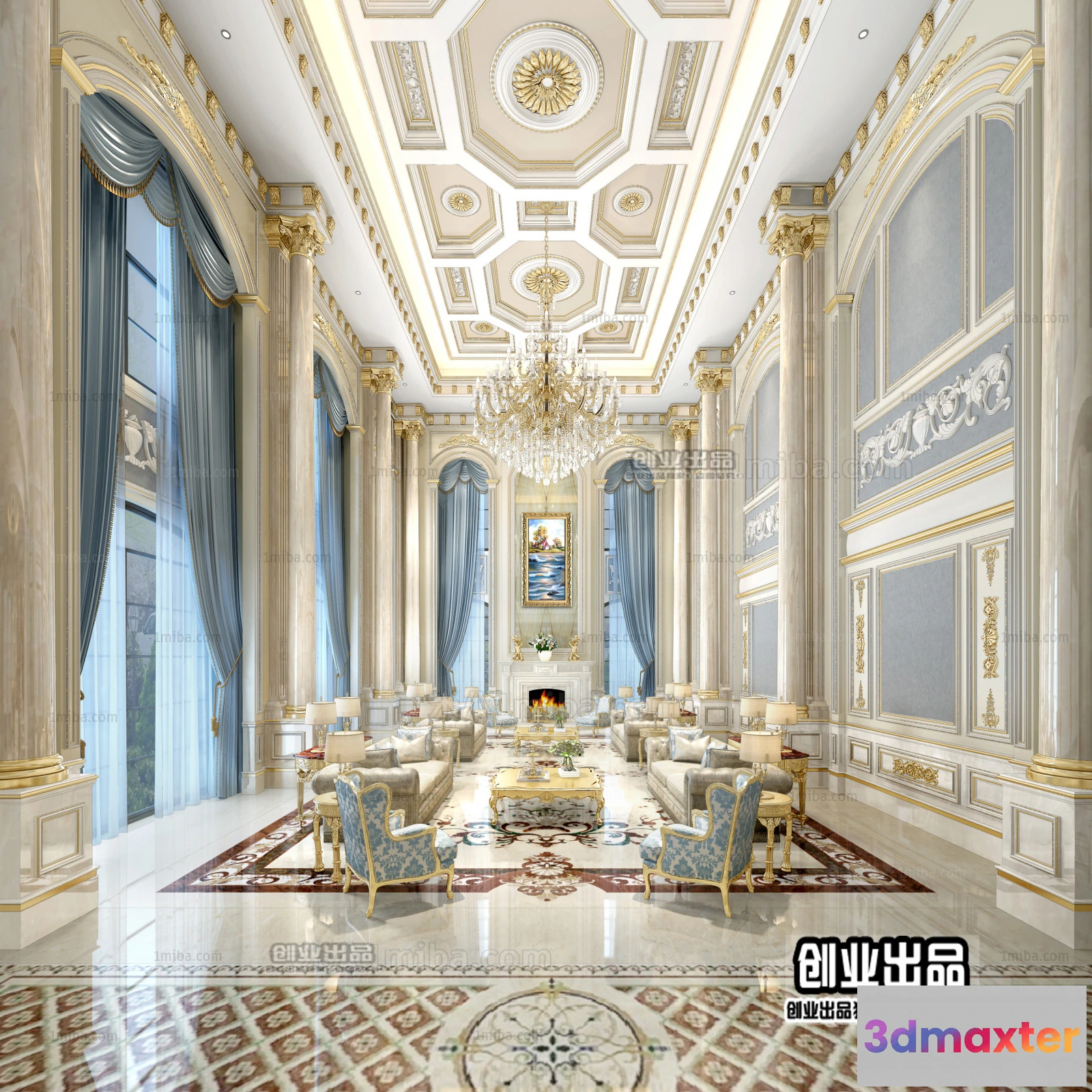 1366108 - Living Room 3D Interior Scene - European Style - 061 3D Max