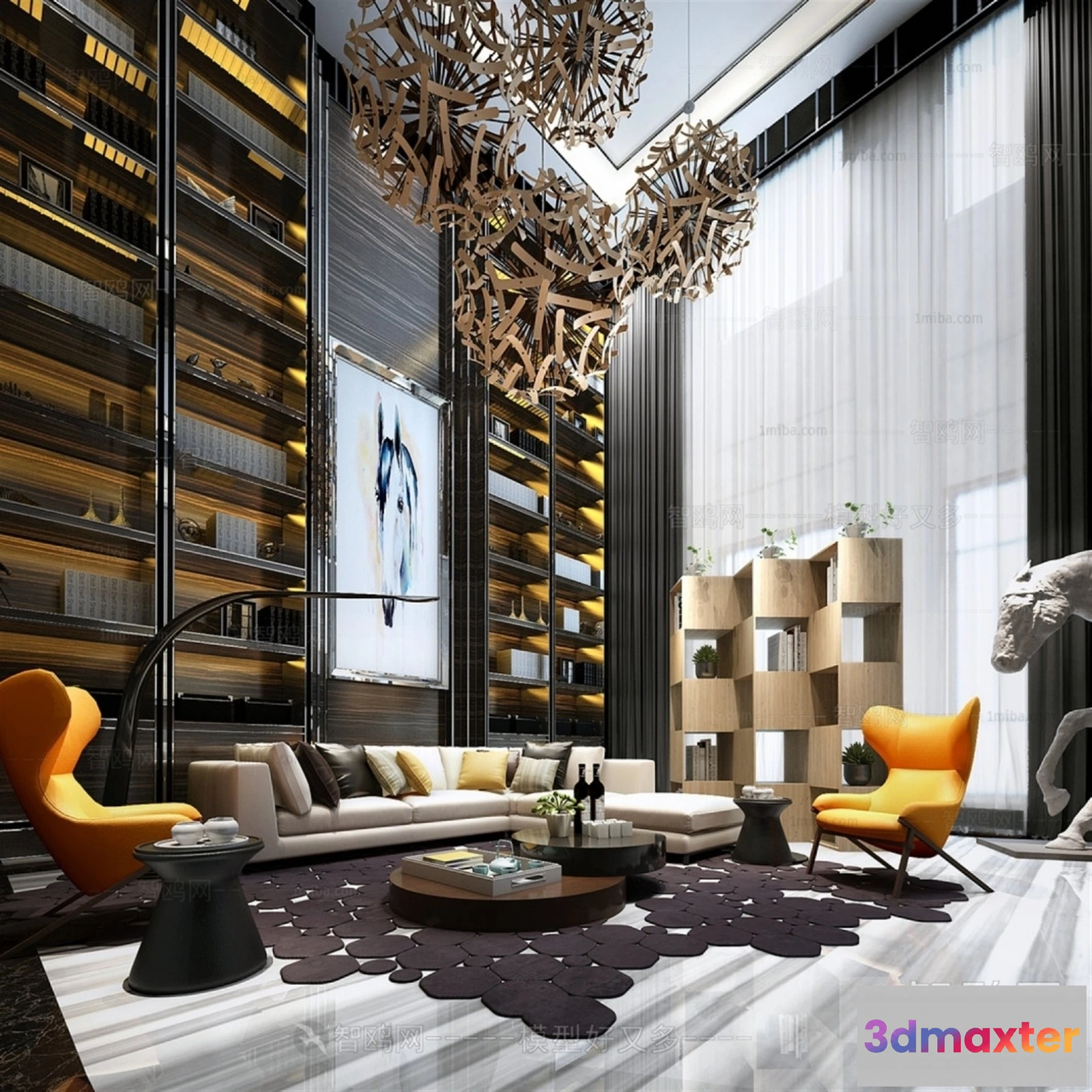 1367291 - Living Room - Villas 3D Interior Scene - 3D Models - 085 3D Max