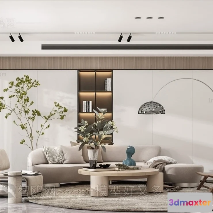 1368927 - Living Room 3D Interior Scene Model - Wabi Sabi Style - 132 3D Max