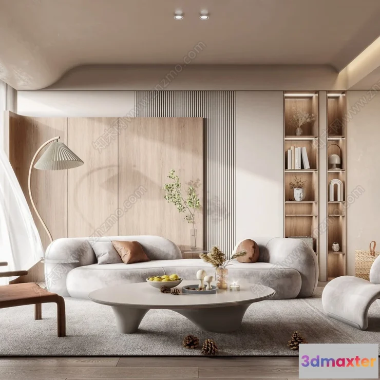 1369324 - Living Room 3D Interior Scene Model - Wabi Sabi Style - 138 3D Max