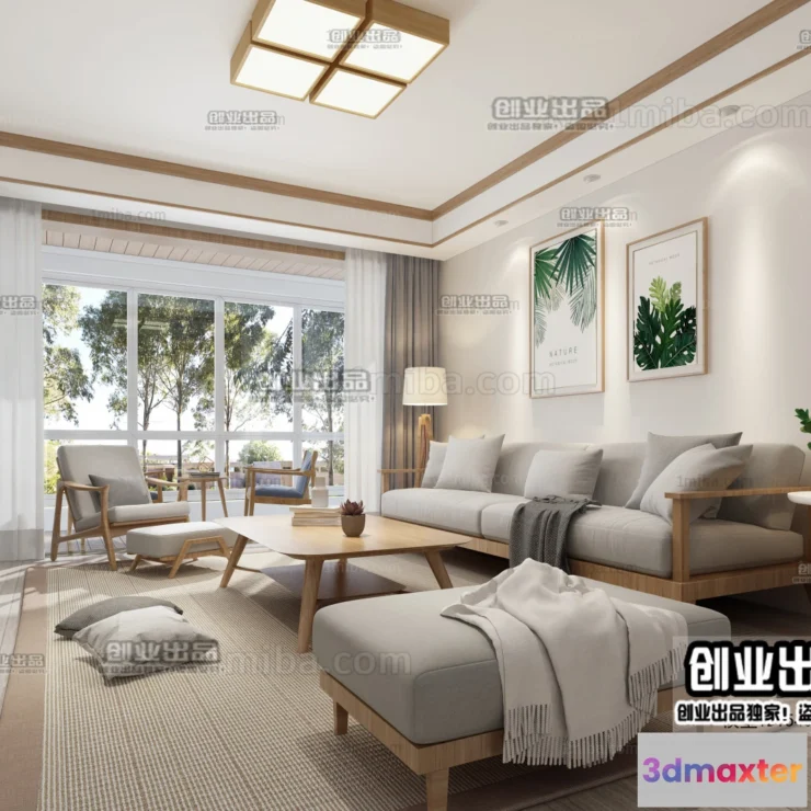 1370510 - Living Room 3D Interior Scene - Japanese Style - 004 3D Max