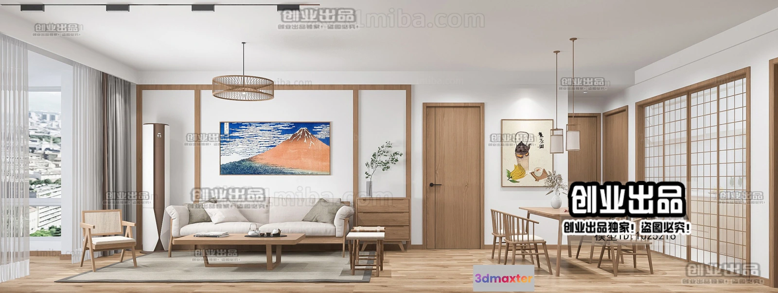 1370571 - Living Room 3D Interior Scene - Japanese Style - 005 3D Max