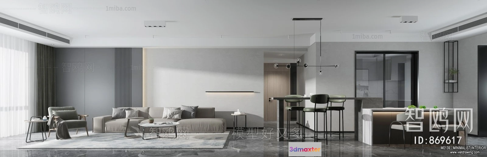 1371206 - Living Room - Minimalist Style - 3D Interior Scene - 043 3D Max