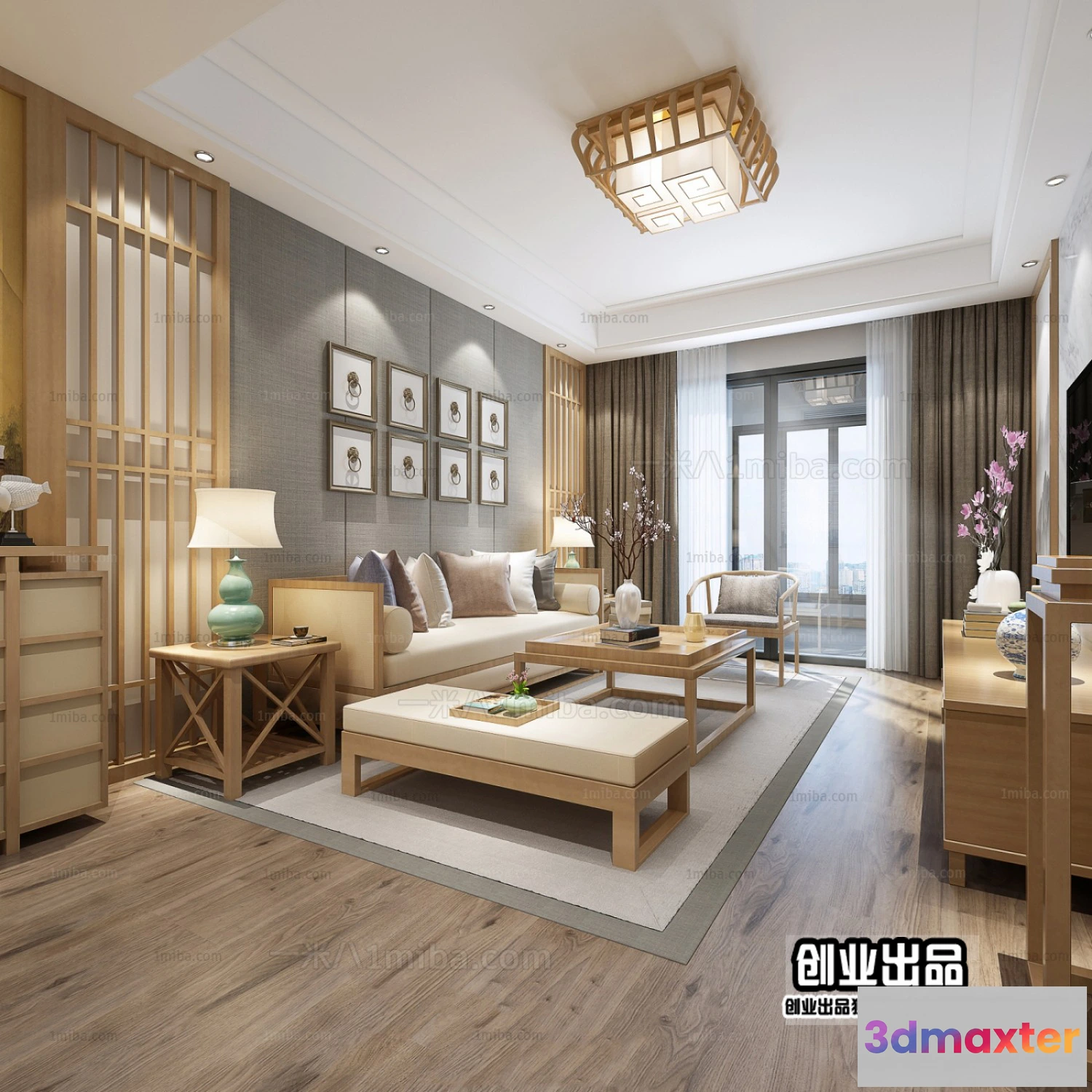 1371707 - Living Room 3D Interior Scene - Japanese Style - 021 3D Max