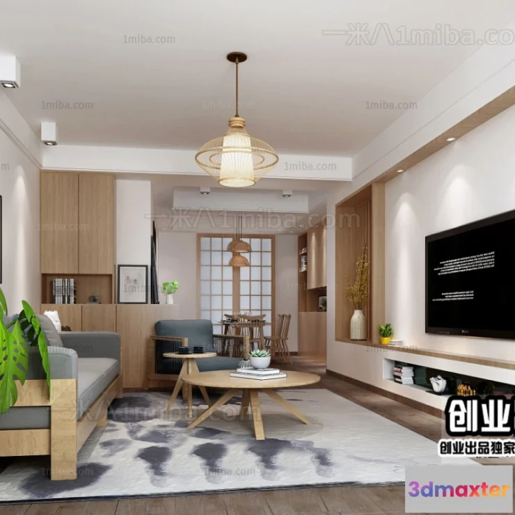 1371769 - Living Room 3D Interior Scene - Japanese Style - 022 3D Max
