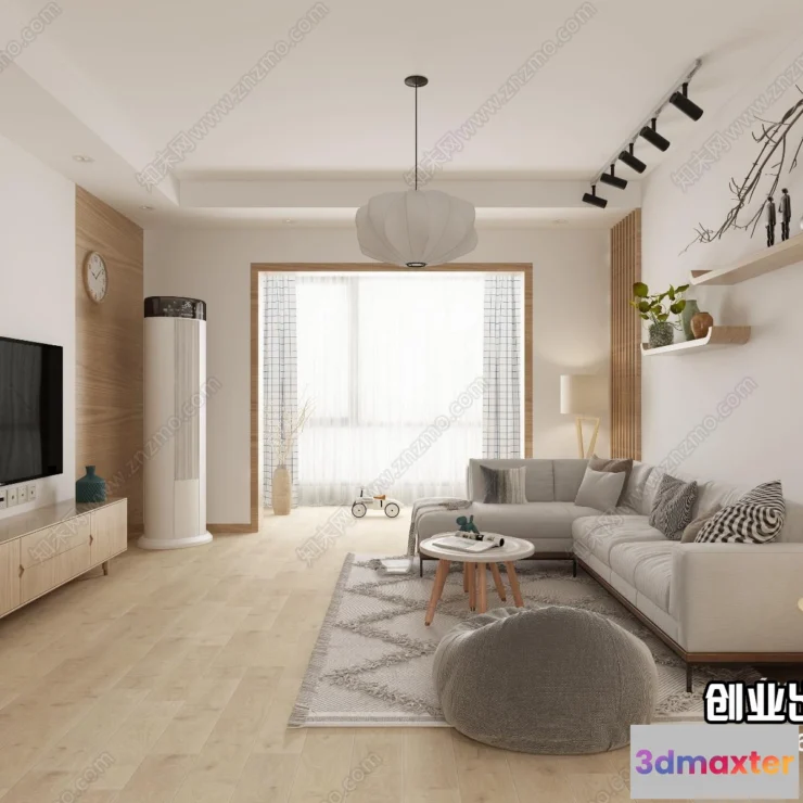 1372215 - Living Room 3D Interior Scene - Japanese Style - 029 3D Max