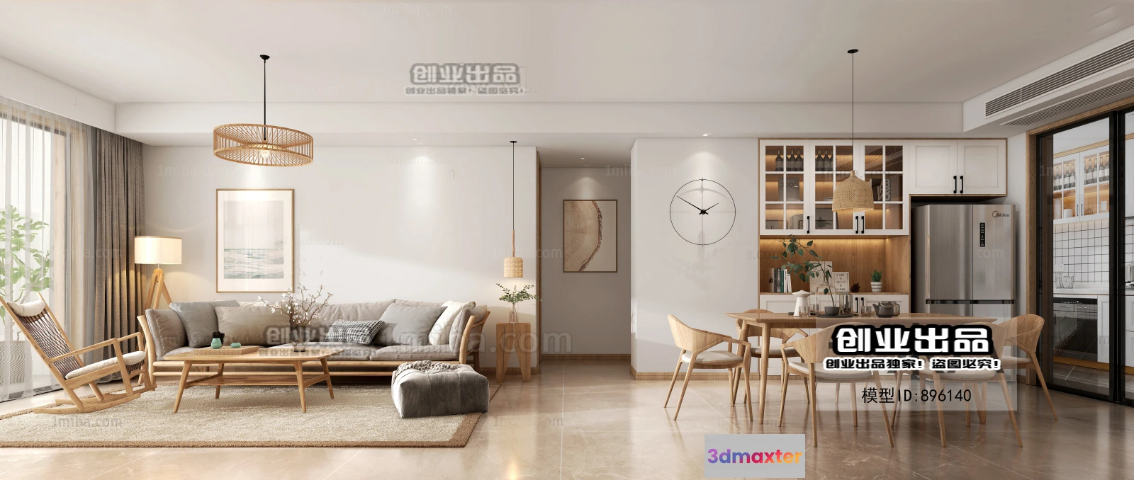 1372474 - Living Room 3D Interior Scene - Japanese Style - 033 3D Max