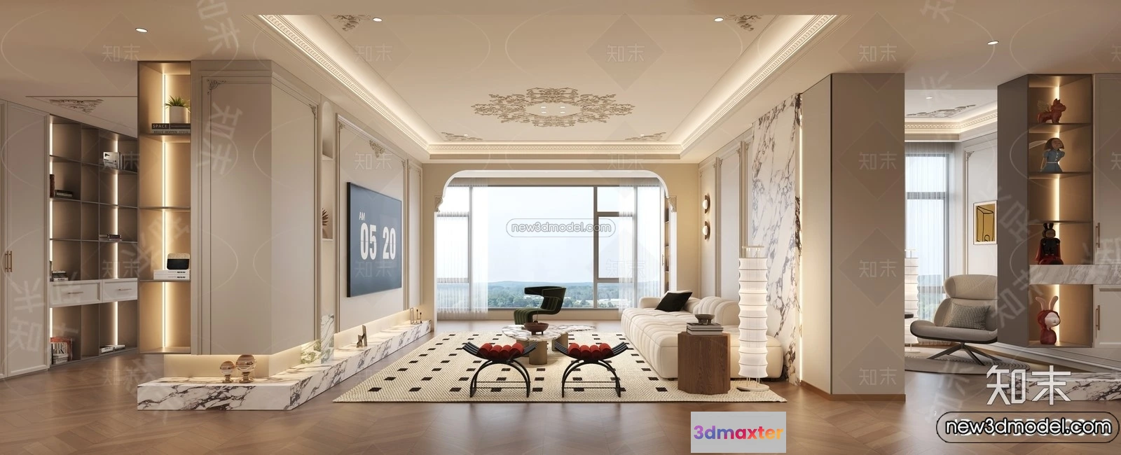 1373034 - Living Room - 3D Interior Scene - French Style - 005 3D Max