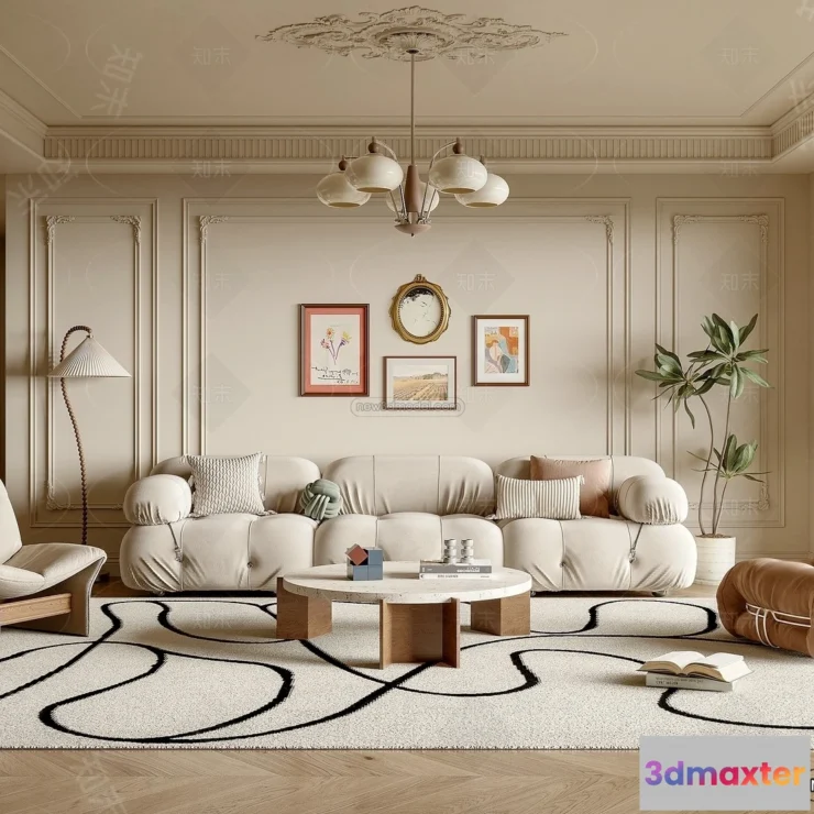 1373291 - Living Room - 3D Interior Scene - French Style - 009 3D Max