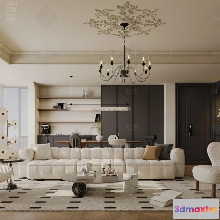 1374075 - Living Room - 3D Interior Scene - French Style - 021 3D Max