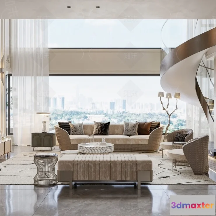 1374086 - Living Room - 3D Models - 3D Interior Scenes - Modern Style - 163 3D Max