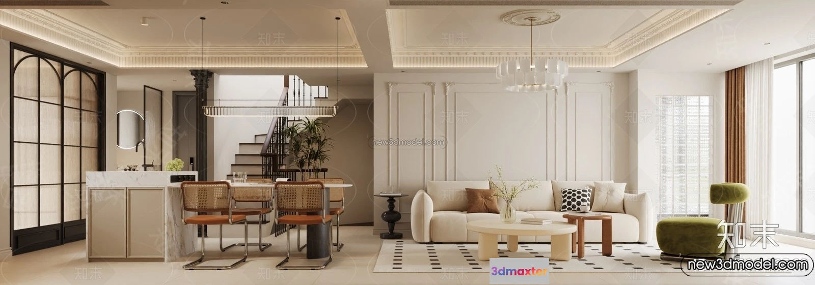 1376225 - Living Room - 3D Interior Scene - French Style - 054 3D Max