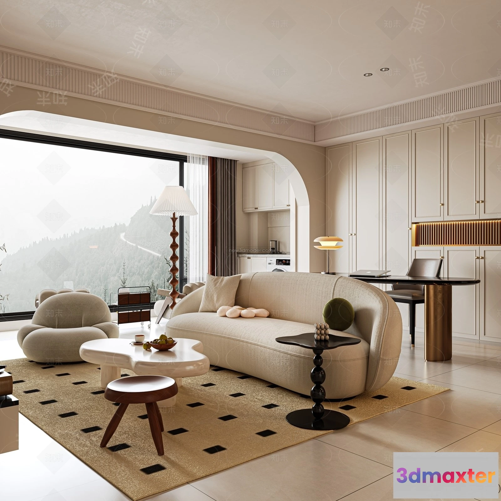 1377018 - Living Room - 3D Interior Scene - French Style - 066 3D Max