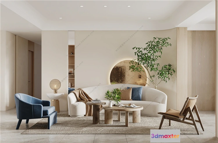 1377656 - Living Room 3D Interior Scene Model - Wabi Sabi Style - 024 3D Max