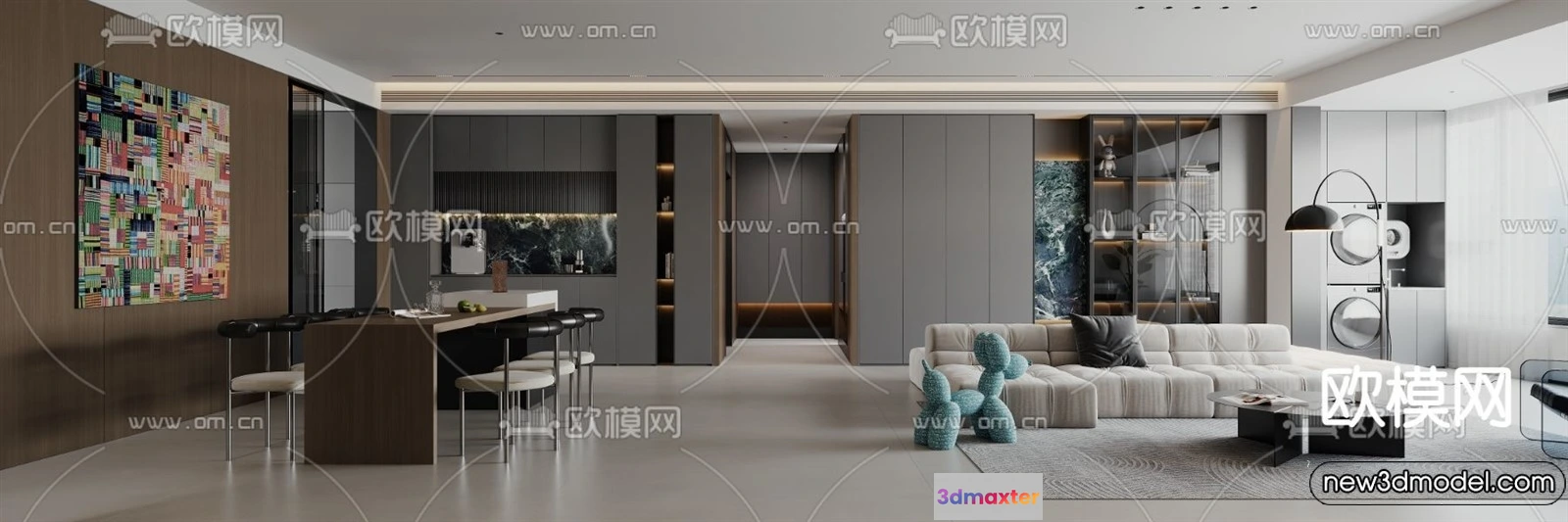 1377805 - Living Room - 3D Models - 3D Interior Scenes - Modern Style - 218 3D Max