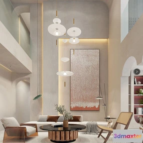 1377856 - Living Room 3D Interior Scene Model - Wabi Sabi Style - 027 3D Max