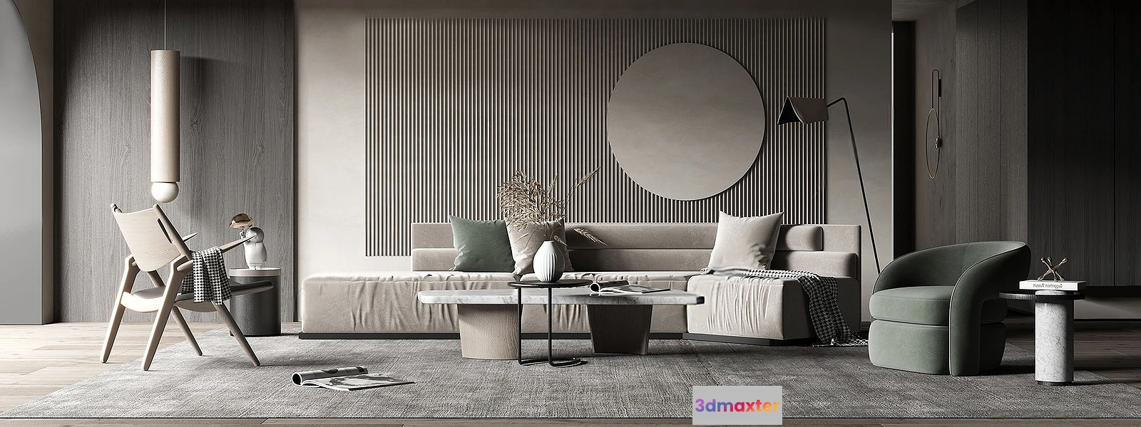 1379445 - Living Room 3D Interior Scene Model - Wabi Sabi Style - 051 3D Max