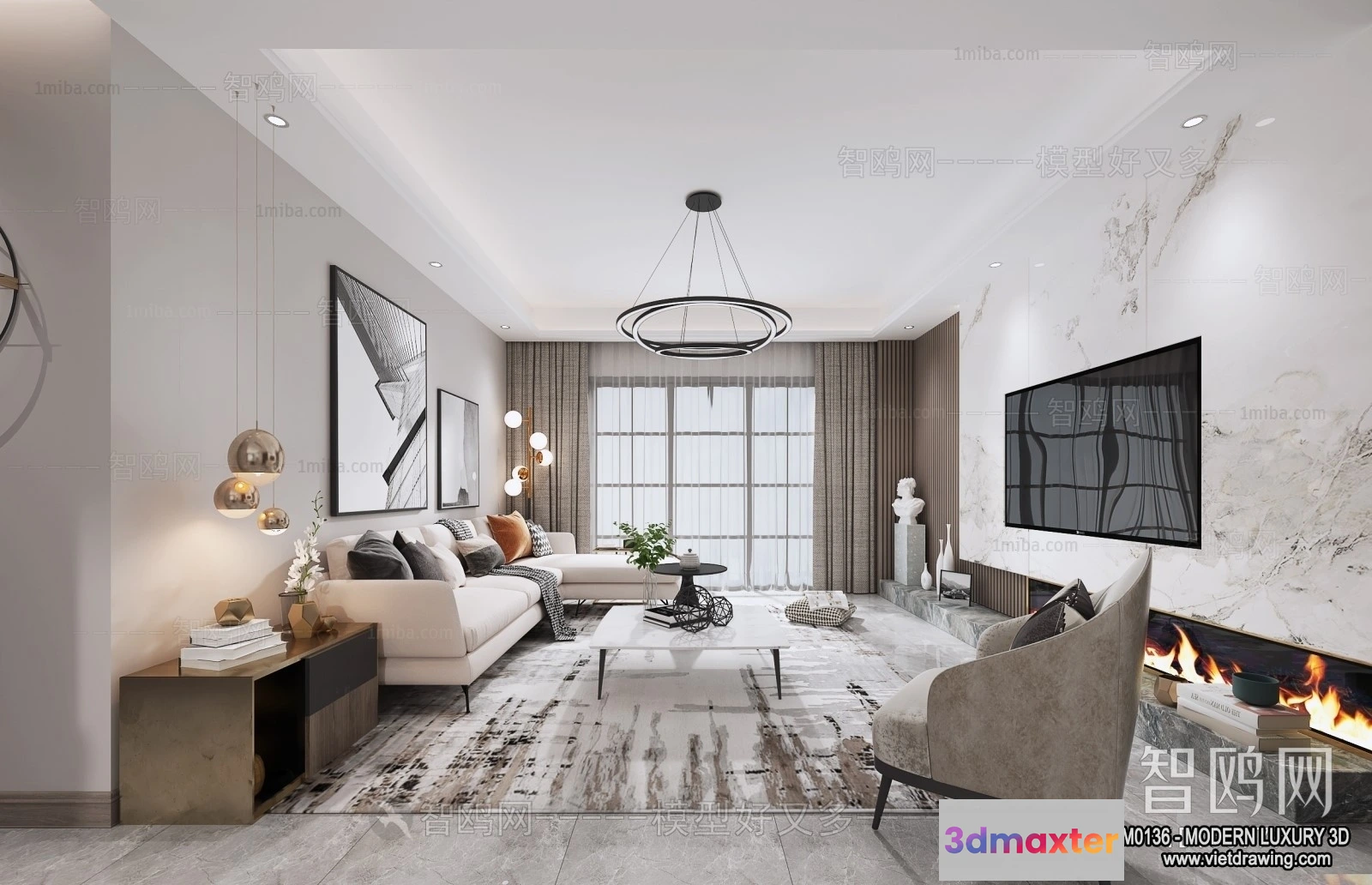 1379833 - Living Room - 3D Interior Scene - Luxury Style - 116 3D Max