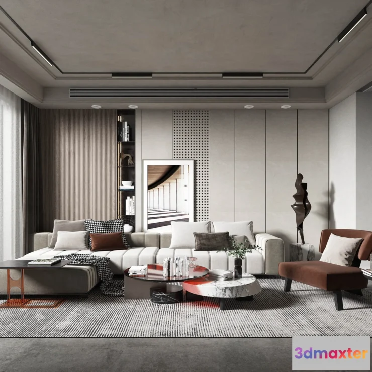 1379996 - Living Room 3D Interior Scene Model - Wabi Sabi Style - 059 3D Max