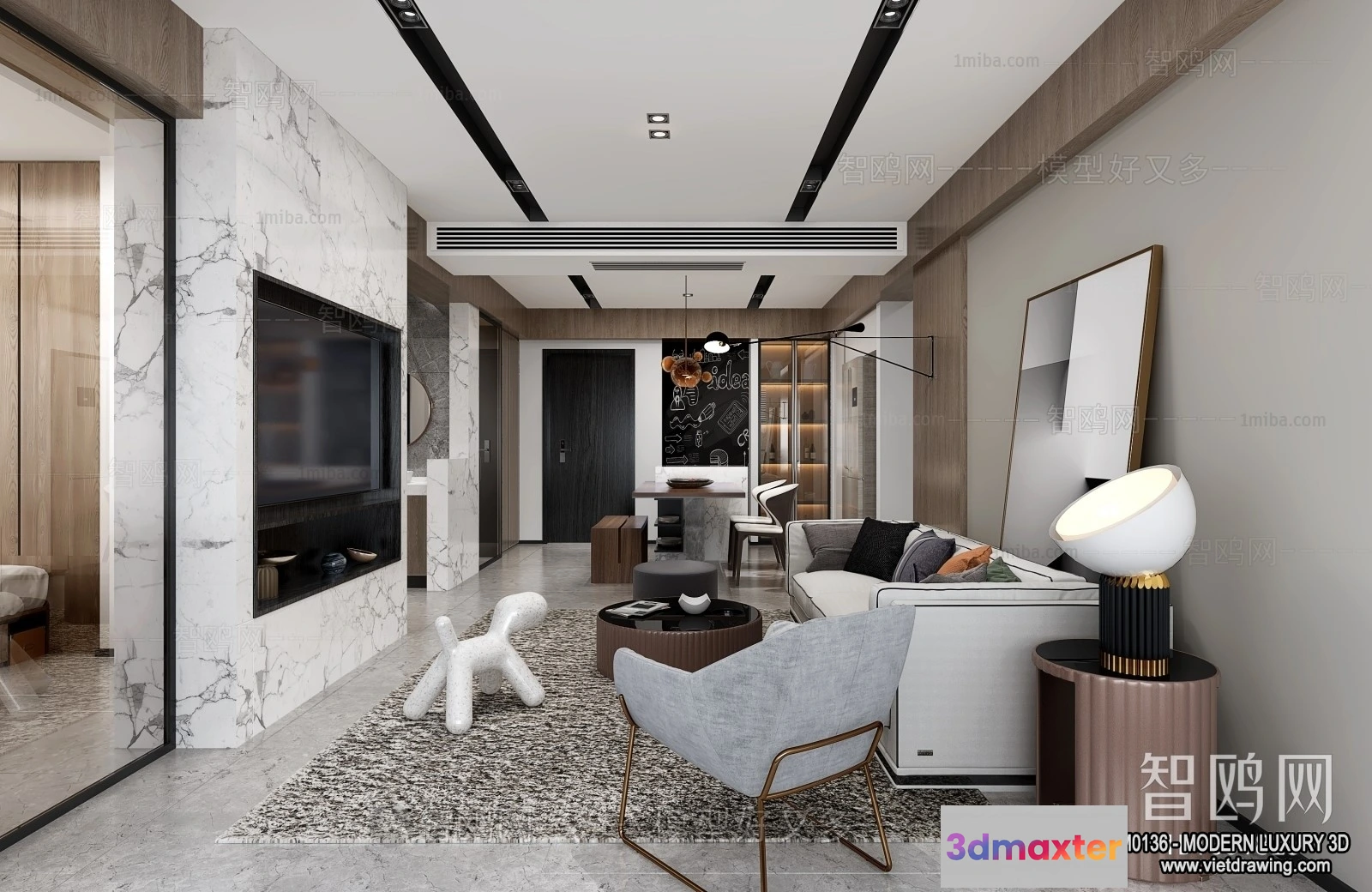 1380025 - Living Room - 3D Interior Scene - Luxury Style - 119 3D Max